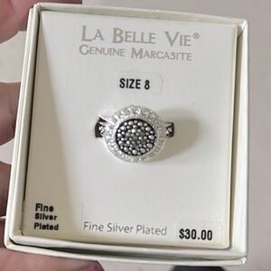 New! La Belle Vie Genuine Marcasite Fine Silver Plated Ring sz 8